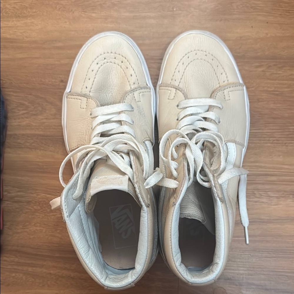 Vans beige high top leather sneaker